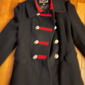 Rothschild Navy Coat with Red Trim